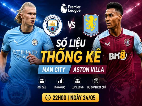 Số liệu thống kê về Man City gặp Aston Villa hôm nay 24/05