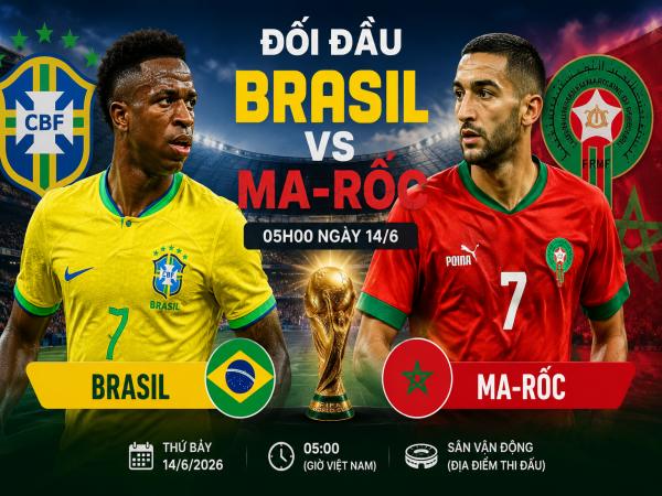 Thống kê về đối đầu Brasil đấu với Ma-rốc ngày 14/6 chi tiết